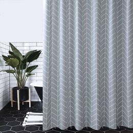 Shower Curtains Shower curtains in modern style blue grid waterproof bathroom curtains PEVA partition wall curtains with hooks Mildew bathroom screen 230406