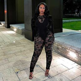 2023 Womens Jumpsuits Amp Rompers New Lace High Waist Slim Fit Wrap Hip Casual Bodysuit Women Black Clothes