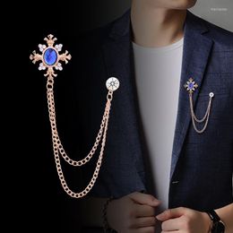 Brooches European American Fashion Cross Brooch Men's Tassel Chain Collar Pin Women's Shirt Coat Accessories