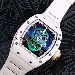 Ys Jb RM052-01 SUPERCLONE Active Tourbillon Watches Wristwatch Skull Designer Rm52 Diamond Hollowed Automatic Mechanica Ceramic847 Montres de luxe