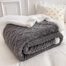 Blanket GURET Warm Winter Fluffy Plaid Bed Soft Thick Throw Double Duvet Fleece Cover spread On The 230406
