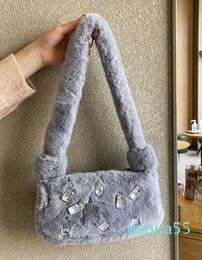 Shoulder Bags Bag Women's Plush Underarm with Diamond Cute Girl Heart Hbag Colour