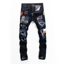 Mens Jeans PP skulls Male Jeans Men Skinny Casual Jean Homme Denim Slim Fit Pants Trousers Blue Biker Printing Jeans For Men More Style 230406