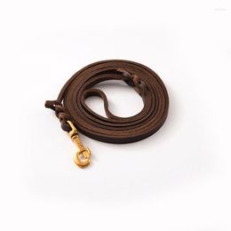 Dog Collars Top Quality Cowhide Large Braided Genuine Leather Leashes Pet Traction Rope WB297