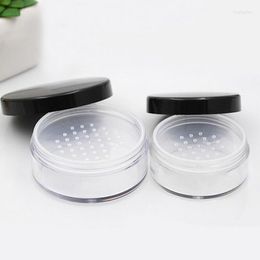 Storage Bottles 100pcs/lot 30g 50g Empty Plastic Loose Powder Jars With Black Sifter Clear Cosmetic Jar Packaging