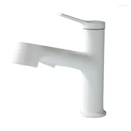 Bathroom Sink Faucets Copper White Digital Display Basin Pull-out Inter-Platform Washbasin Wash And Cold Faucet