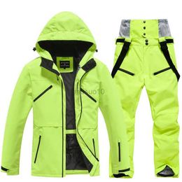 Other Sporting Goods New Ski Suit Winter Outdoor Windproof Waterproof Thickened Warm Breathable Snowboard Double Board Ski Clothing Solid Colour HKD231106