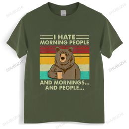 Men's T-Shirts I Hate Morning People And Mornings And People T Shirt Funny-Bear Drink Coffee Lover Cute Lazy Animal Retro T-Shirt 230406