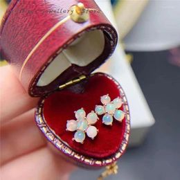 Dangle Earrings Korean Elegant Cute Natural Opal Flower Hoop For Women Girls Fashion 925 Sterling Silver Jewellery