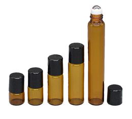 2021 new Refillable Amber 3ml 5ml 10ml ROLL ON Bottles for Fragrance PERFUME ESSENTIAL OIL Bottle with Steel Metal Roller Ball 12 LL