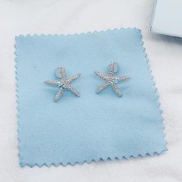 Stud Earrings Fashion 925 Sterling Silver Diamond Star Light Luxury Design For Women Jewelry Gift Girlfriend