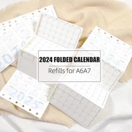 MyPretties 2 Sheets 2024 Folded Calendar Yearly Planner Refill Papers A6 A7 For 6 Hole Binder Organiser Notebook N.1446