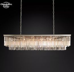 1920s Odeon Rectangular Chandeliers Lighting Modern Crystal Pendant Lights for Living Room Dining Room Bedroom Hanging Lamps Lustre