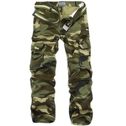 Camouflage Pants Men Multi Pocket Cotton Military Cargo Camo Pants Pantalon Homme Mens Streetwear Overalls Army Track Trousers CX2316x