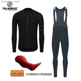 Cycling Jersey Sets YKYWBIKE Winter Thermal Fece Cycling Jerseys Set Long Seve MTB Bicyc Clothing Bike Clothes Sportswear Wear Suit 10 Colour Q231107