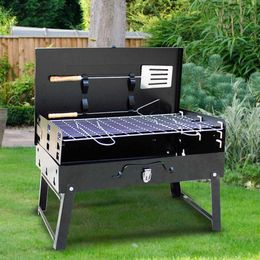 BBQ Tools Accessories Outdoor Barbecue Charcoal Grill Portable Box Type Stove Non-Stick BBQ Oven Foldable Picnic Camping Baking Grill Gift Barbe Rack