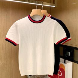 Men's T Shirts Men Clothing 2023 Simple Casual Fashion Texture Knit T-shirt Trend Personality Ribbed Colour Short-sleeved