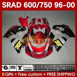 Motorcycle Fairings For SUZUKI SRAD GSXR 750 600 CC 600CC 96 97 98 99 00 168No.73 GSX-R750 GSXR600 1996 1997 1998 1999 2000 GSXR750 GSXR-600 750CC 96-00 Body silvery red