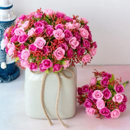 Decorative Flowers 21 Head Diamond Rose 7 Fork Spring Small Bud Artificial Flower Plastic Office Potted Plant