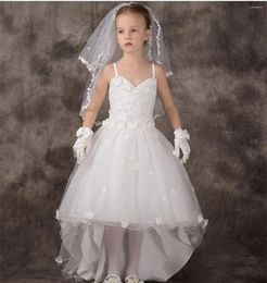 Girl Dresses Flower Dress White Sling Lace Fluffy Pure Angel Princess Wedding Ball First Communion Party Dream Kids Gift