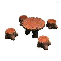 Garden Decorations W3JA Natural Beauty Wooden Stool Chair Set Compatible For Home Decoration Resin Artifact Small Ornaments