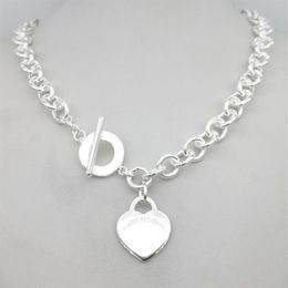 Sterling silver 925 classic fashion heart tag pendant ladies necklace Jewellery holiday gift 210621259n