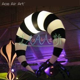 Club Application Hanging Decoration Black and White Inflatable Niu Er Belt Crescent Curved Pattern LED Lighting Ball