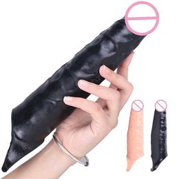 Sex toy massager 27cm Enlargement Penis Extender Sleeve Reusable Dildo Extension Delay Ejaculation Adult Goods Toys for Man Shop