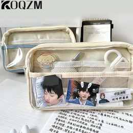 Large-capacity Transparent Pencil Case Stationery Bag Storage Box Student Zipper School Supplies