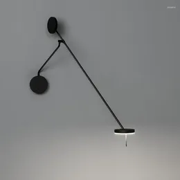 Wall Lamps Nordic Creative Black Lamp Adjustable Long Arm Sconces For Bedroom Study Room Extendable Swing Light