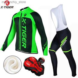 Cycling Jersey Sets X-Tiger Winter Cycling Jersey Set Thermal Fece Cycling Clothes MTB Bicyc Clothing Keep Warm Mountain Bike Cycling Wear Suit Q231107