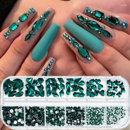 Nail Art Kits 12Gird Multi-size Crystal AB Diamond 3D Decorations Gem Stones For Nails Rhinestone Decoration Jewellery Accessories