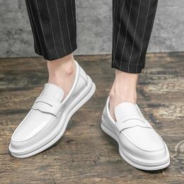 Dress Shoes Trend Black White Slip On Thick Bottom Oxford Height Increasing For Men Moccasins Wedding Prom Homecoming Footwear
