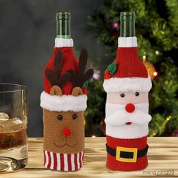 Christmas Decorations Christmas Wine Bottle Set Santa Snowman Woven Wine Bottle Bags For Christmas Party Dinner Table Decorations New Year Gifts R231106