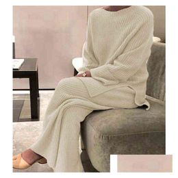 Women'S Two Piece Pants Womens Fall Clothes Loungewear Women Set 2 Pc For Long Sleeve Woman Tshirts Loose Fl Lounge Drop Delivery Ap Dhjd5