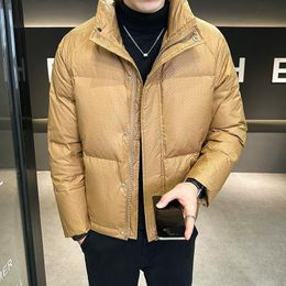 Luxury brand 2023 winter down jacket men's outerwear trendy standing collar slim fitting top without ironing and thickening trend