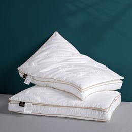 Pillow Natural Silk Pillow 48 * 74cm Natural Silk Filled Jacquard Anti mite Soft and Fluffy el Sleep Pillow 230406