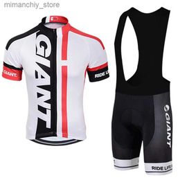 Cycling Jersey Sets 2023 Men Short Seve Jersey Set Ropa Ciclismo Hombre Summer GIANT Cycling Clothing Outdoot Bib Shorts Suit Bike Uniform Q231107