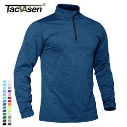 Mens TShirts TACVASEN SpringFall Thermal Sports Sweater Mens 14 Zipper Tops Breathable Gym Running T Shirt Pullover Male Activewear 230406