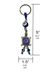 Keychains Lanyards L Luckboostium Lucky Turtle W/Blue Crystal Evil Eye Keychain Ring Charm Sign For Harmony And Nce Home Bags Car Rear Amb5U