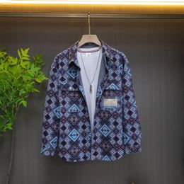 Luxury brand trend men's autumn and winter jackets American high street light luxury ruffian handsome casual fashion versatile shirt floral shirt wide