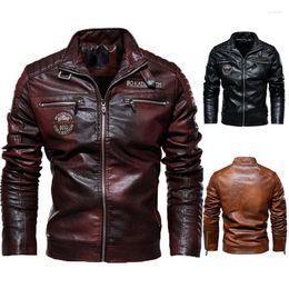 Racing Jackets TopFight Eur Size Men's PU Leather Jacket Punk Motorcycle Plush Keep Warm Coat Clothes