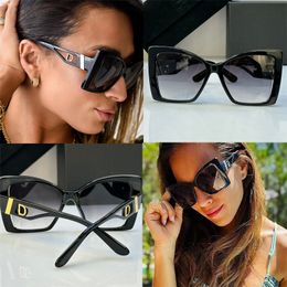 Oversize Designer Cat Eye Sunglasses Cool Mens and Womens DG6141 Square Plate Frame Lens Legs with Metal Logo Fashion Gradient Lunettes Leisure Resort Beach Party