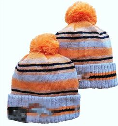 Men Knitted Cuffed Pom Denvers Beanies DEN Bobble Hats Sport Knit Hat Striped Sideline Wool Warm BasEball Beanies Cap For Women A3