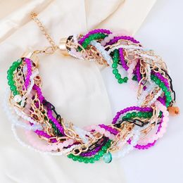 Chains Bohemian Multilayer Twine Pearl Glass Bead Bracelet Exaggerated Handwoven Twist Chain Jewellery Gifts For WomenChains