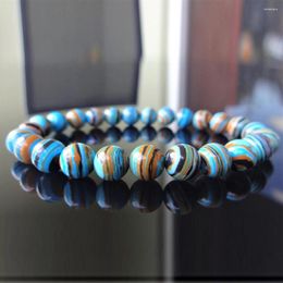 Strand MG1192 Blue Banded 6 MM Malachite Gemstone Bead Bracelet For Men Grade Natural Stone Energy