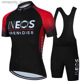 Cycling Jersey Sets For Bicyc Cyc Jersey Spring Summer Men's Cycling Pants With Gel Bib INEOS Road Bike Uniform Suit Mtb Ma Set Sportswear Man Q231107