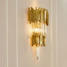 Wall Lamps Modern Lamp Gold Crystal Living Room Bedroom Bedside