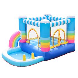 Inflatable Bounce House Jumping Castle the Playhouse for Kids Toddlers Outdoor Indoor Party with Ball Pit Blow Up Jumper Rainbow Theme Bouncer Combo Small Toys