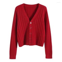 Women's Knits 10 Colors Women Cardigan Ladies Tops Korean Style Female Short Knitted Sweater Girls Button Up Coat Jacket Autumn Winter